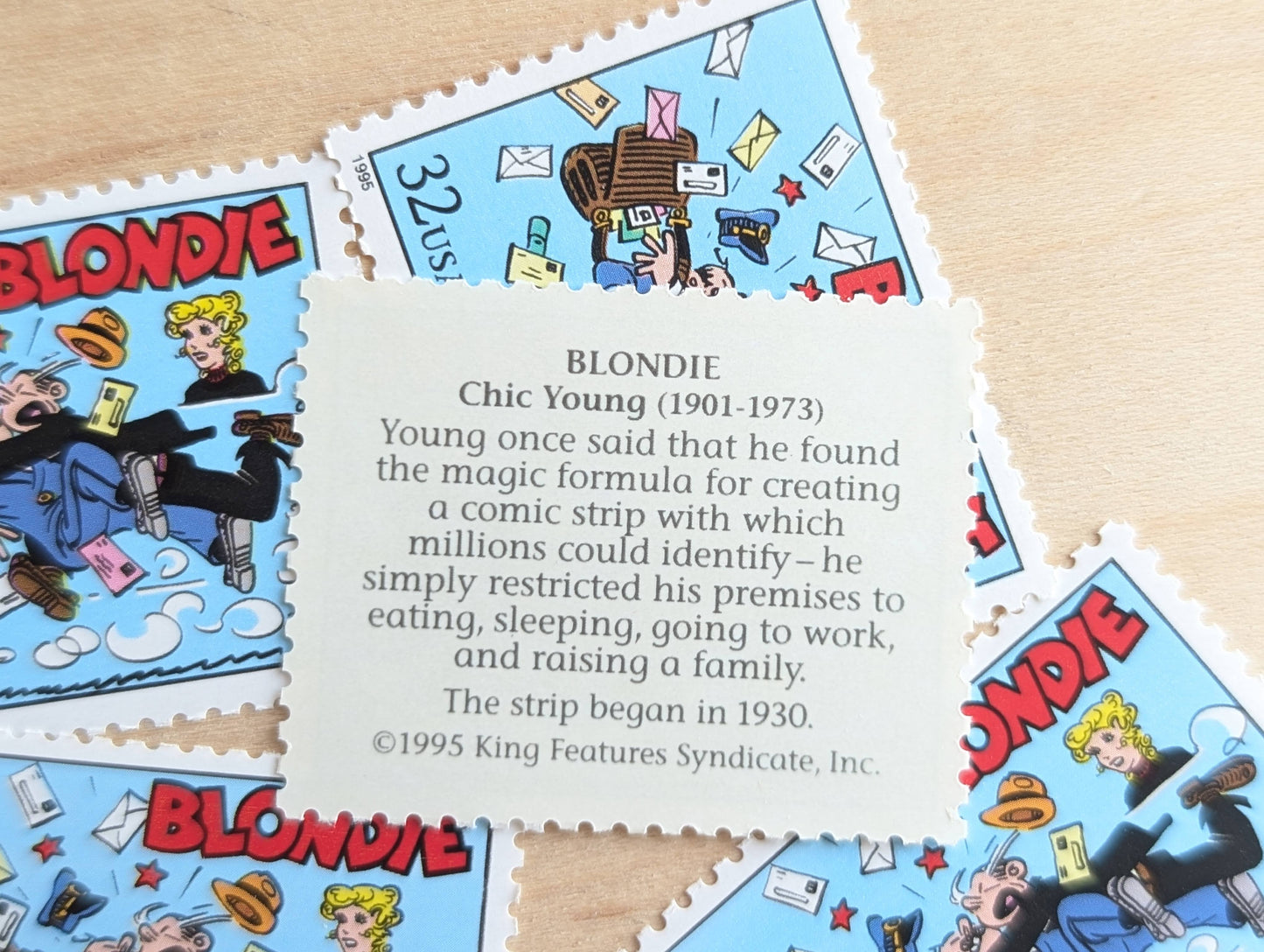 Blondie, Set of 5, Vintage Unused USPS 32 Cent Postage Stamps, Comic Strip Classics Series 1995, Gummed
