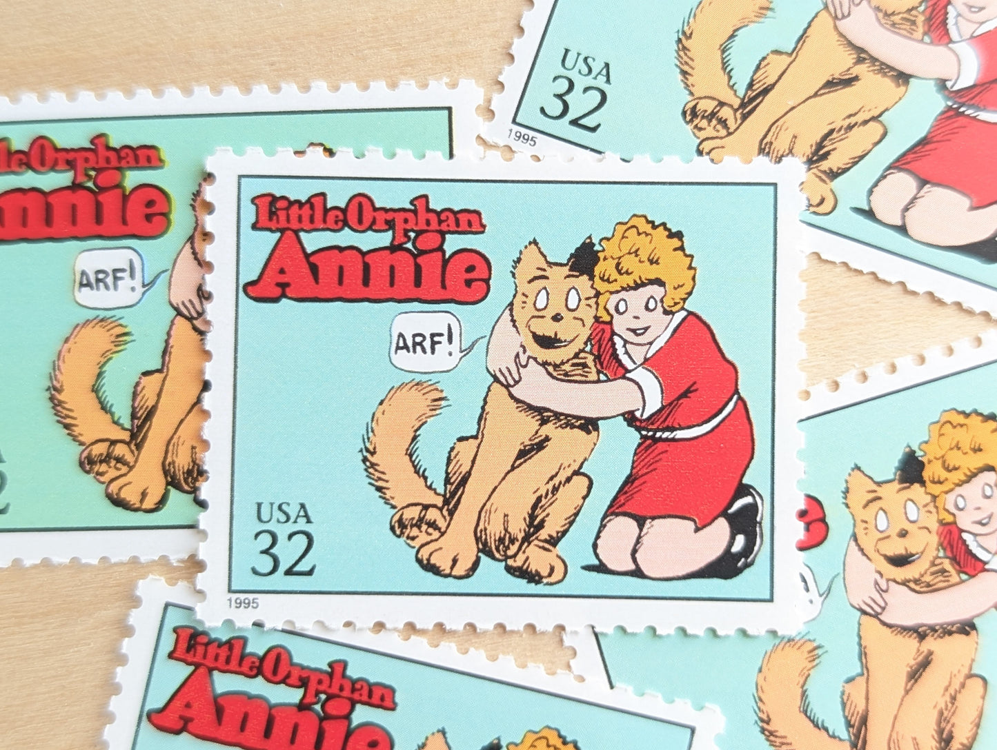Little Orphan Annie, Set of 5, Vintage Unused USPS 32 Cent Postage Stamps, Comic Strip Classics Series 1995, Gummed