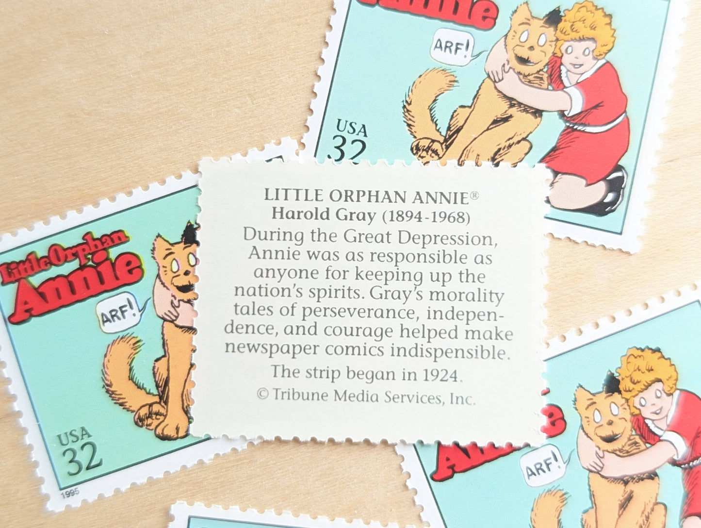 Little Orphan Annie, Set of 5, Vintage Unused USPS 32 Cent Postage Stamps, Comic Strip Classics Series 1995, Gummed