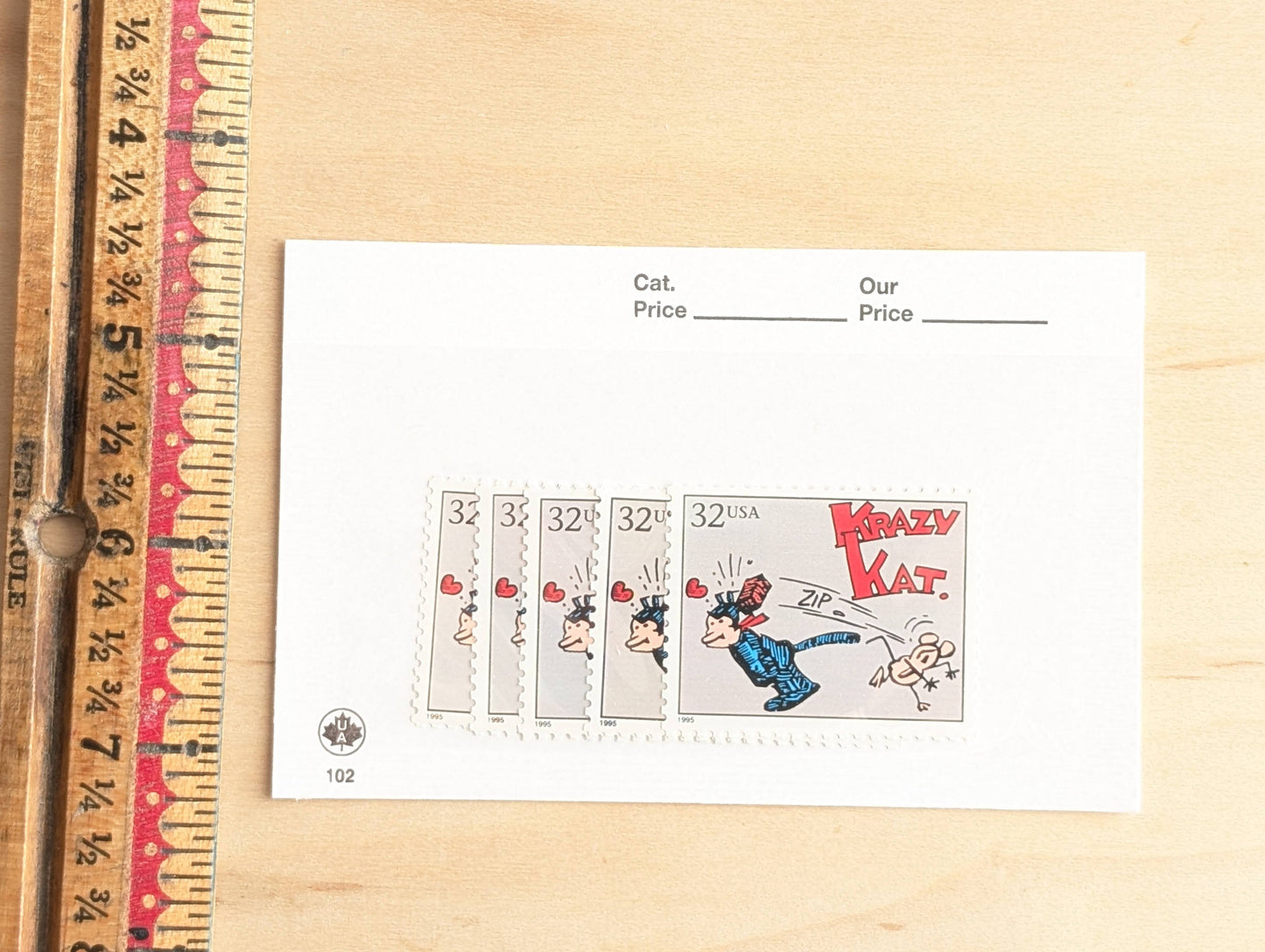 Krazy Kat, Set of 5, Vintage Unused USPS 32 Cent Postage Stamps, Comic Strip Classics Series 1995, Gummed