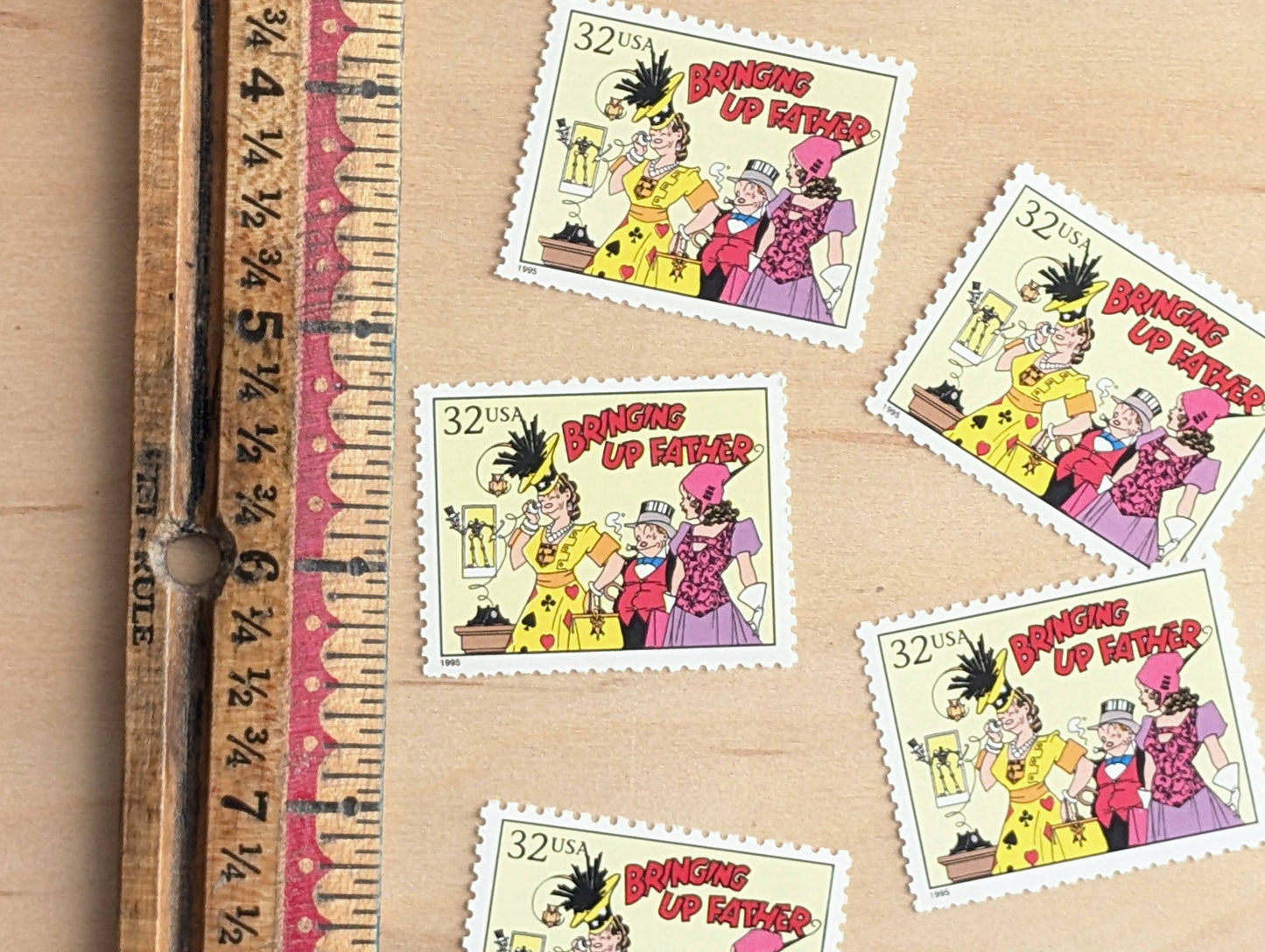 Bringing Up Father, Set of 5, Vintage Unused USPS 32 Cent Postage Stamps, Comic Strip Classics Series 1995, Gummed