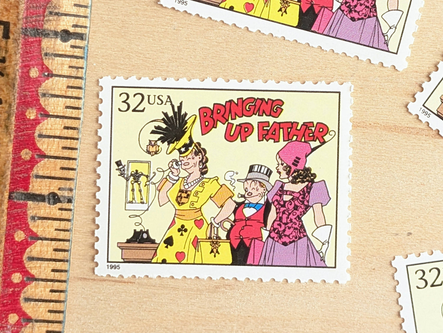 Bringing Up Father, Set of 5, Vintage Unused USPS 32 Cent Postage Stamps, Comic Strip Classics Series 1995, Gummed