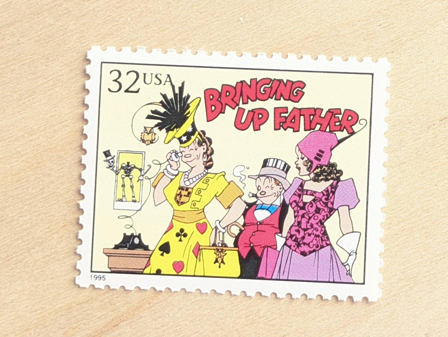Bringing Up Father, Set of 5, Vintage Unused USPS 32 Cent Postage Stamps, Comic Strip Classics Series 1995, Gummed