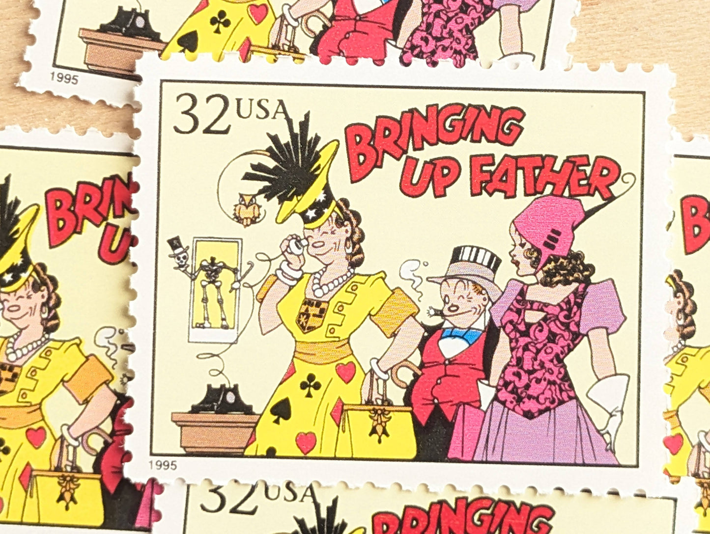 Bringing Up Father, Set of 5, Vintage Unused USPS 32 Cent Postage Stamps, Comic Strip Classics Series 1995, Gummed