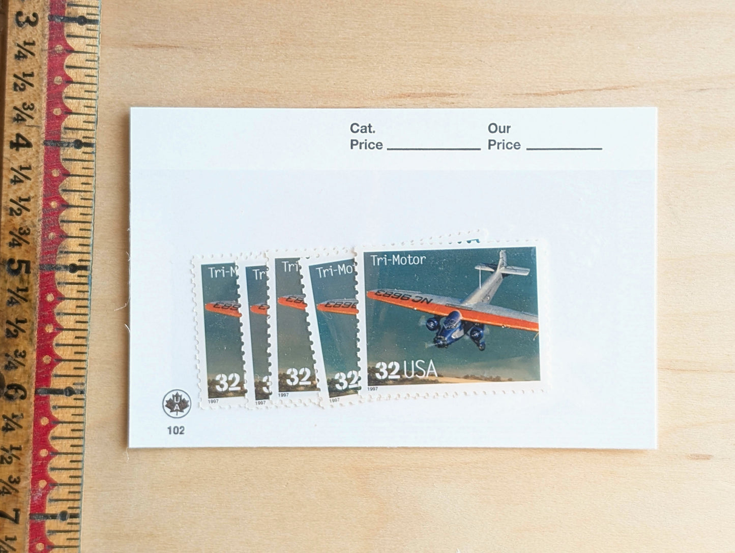 Tri-Motor Classic American Aircraft, Set of 5, Vintage Unused USPS 32 Cent Postage Stamps, Classic American Aircraft Stamps, 1996, Gummed