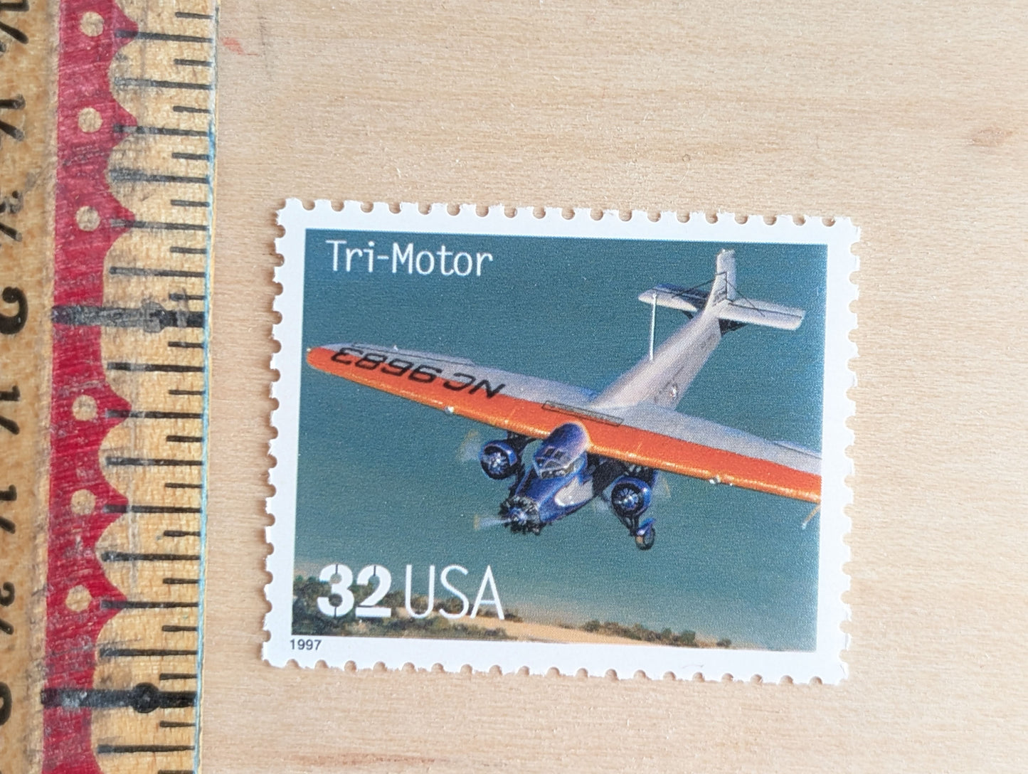 Tri-Motor Classic American Aircraft, Set of 5, Vintage Unused USPS 32 Cent Postage Stamps, Classic American Aircraft Stamps, 1996, Gummed