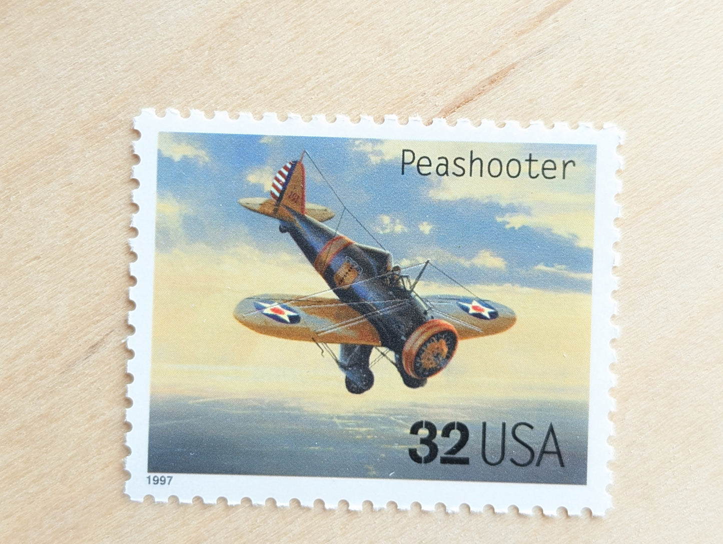 Peashooter Classic American Aircraft, Set of 5, Vintage Unused USPS 32 Cent Postage Stamps, Classic American Aircraft Stamps, 1996, Gummed