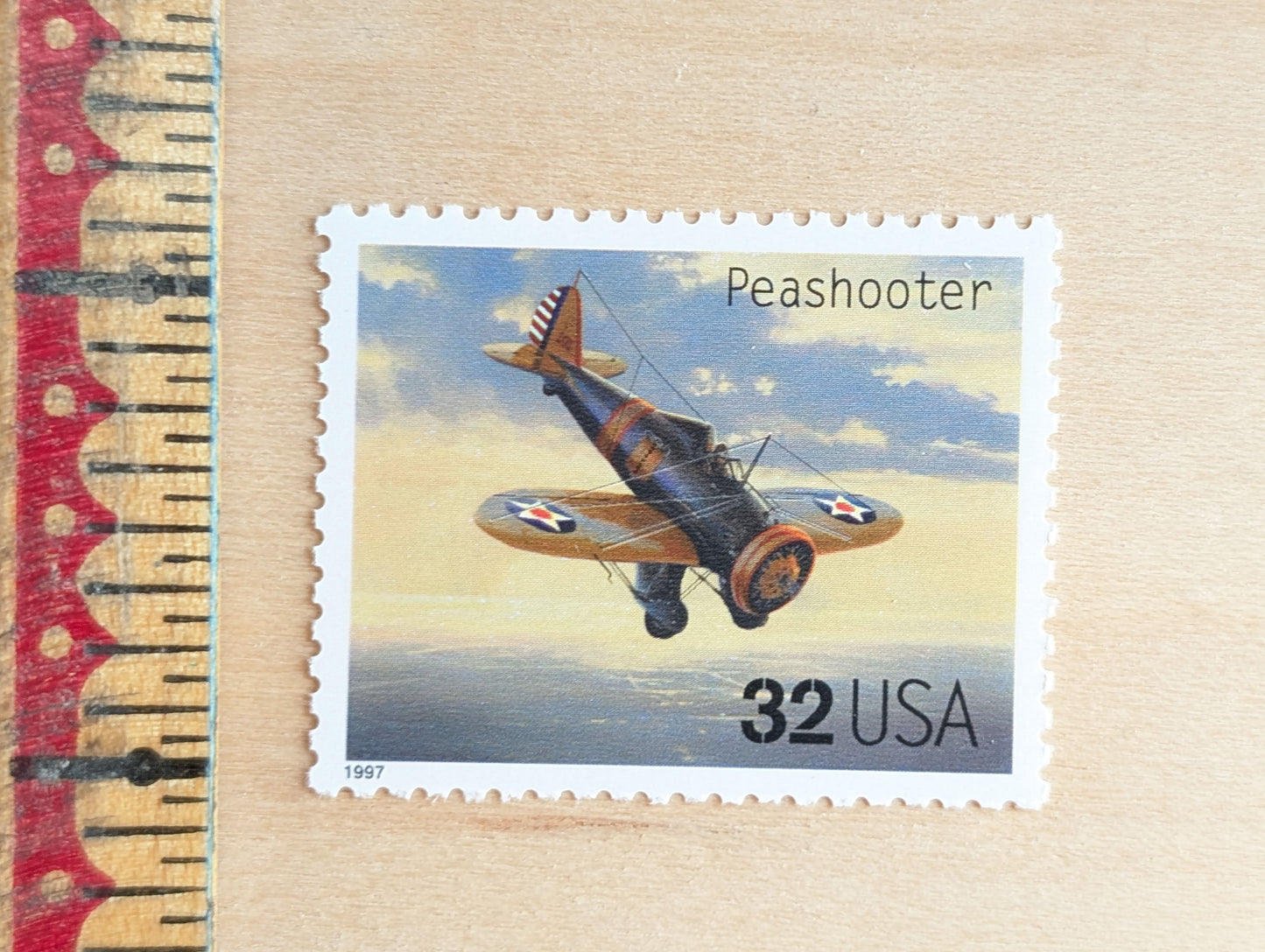 Peashooter Classic American Aircraft, Set of 5, Vintage Unused USPS 32 Cent Postage Stamps, Classic American Aircraft Stamps, 1996, Gummed