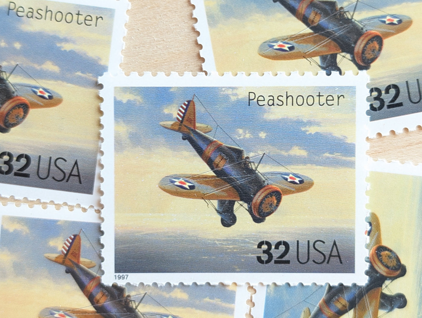 Peashooter Classic American Aircraft, Set of 5, Vintage Unused USPS 32 Cent Postage Stamps, Classic American Aircraft Stamps, 1996, Gummed
