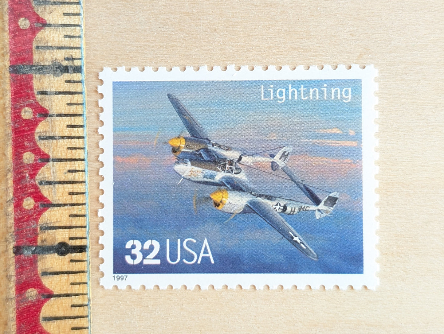 Lightning Classic American Aircraft, Set of 5, Vintage Unused USPS 32 Cent Postage Stamps, Classic American Aircraft Stamps, 1996, Gummed