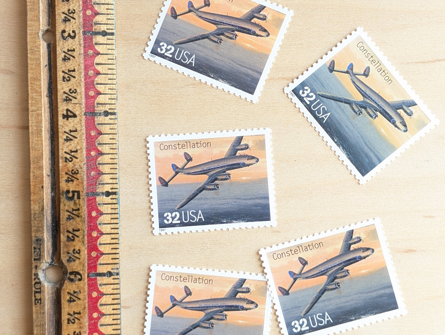 Constellation Classic American Aircraft, Set of 5, Vintage Unused USPS 32 Cent Postage Stamps, Classic American Aircraft Stamps, 1996, Gummed