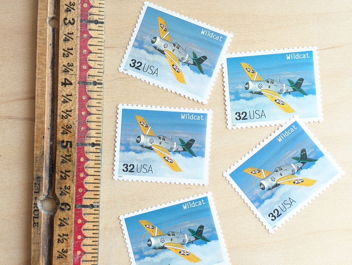 Wildcat Classic American Aircraft, Set of 5, Vintage Unused USPS 32 Cent Postage Stamps, Classic American Aircraft Stamps, 1996, Gummed