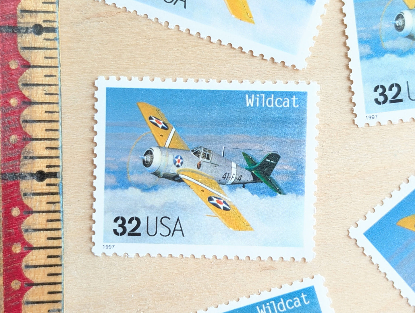 Wildcat Classic American Aircraft, Set of 5, Vintage Unused USPS 32 Cent Postage Stamps, Classic American Aircraft Stamps, 1996, Gummed