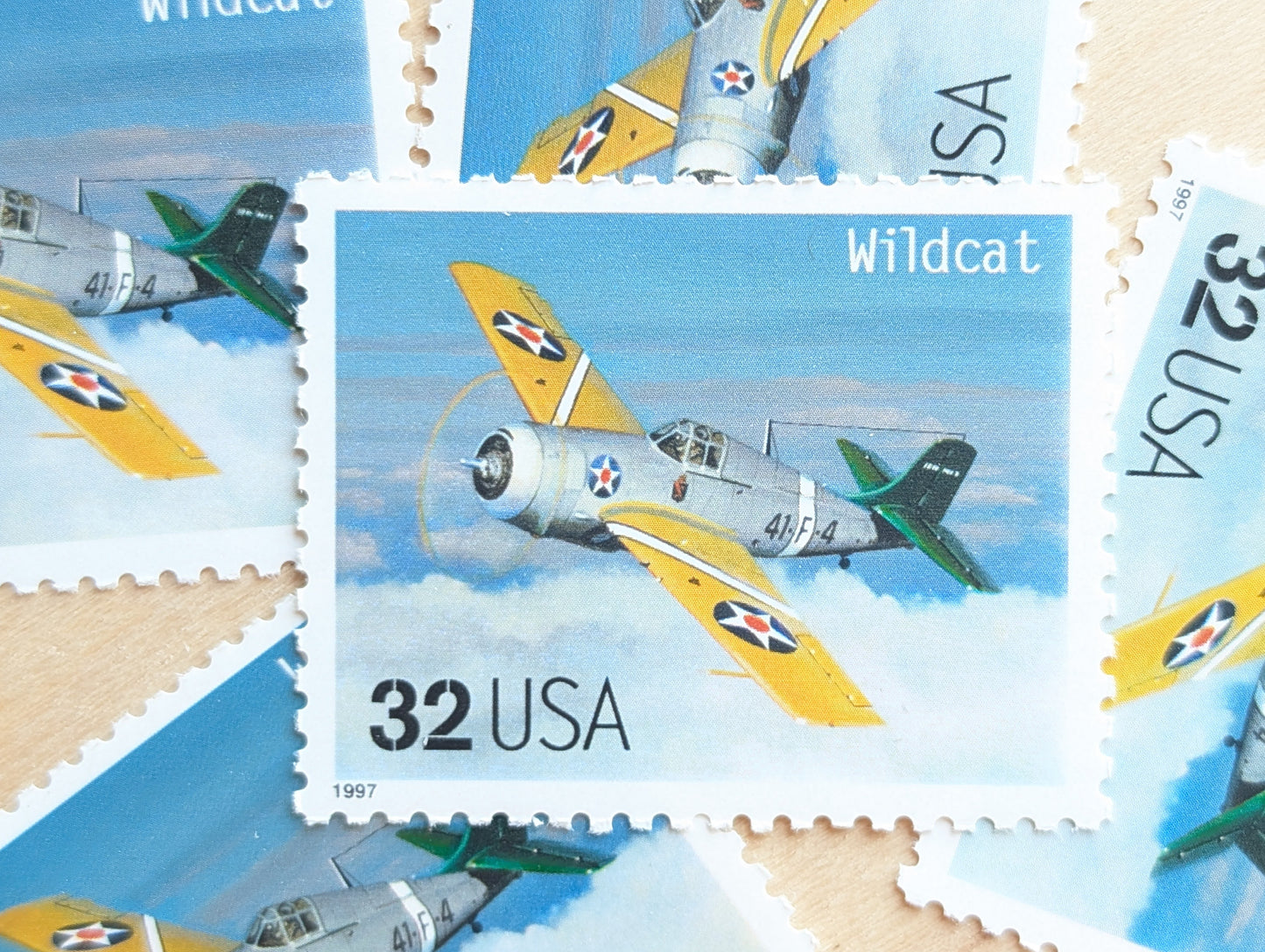 Wildcat Classic American Aircraft, Set of 5, Vintage Unused USPS 32 Cent Postage Stamps, Classic American Aircraft Stamps, 1996, Gummed