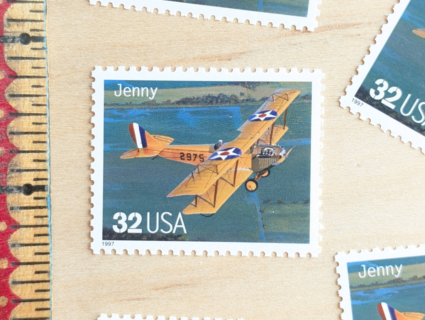 Jenny Classic American Aircraft, Set of 5, Vintage Unused USPS 32 Cent Postage Stamps, Classic American Aircraft Stamps, 1996, Gummed