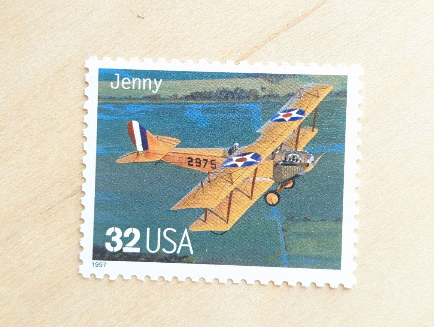 Jenny Classic American Aircraft, Set of 5, Vintage Unused USPS 32 Cent Postage Stamps, Classic American Aircraft Stamps, 1996, Gummed
