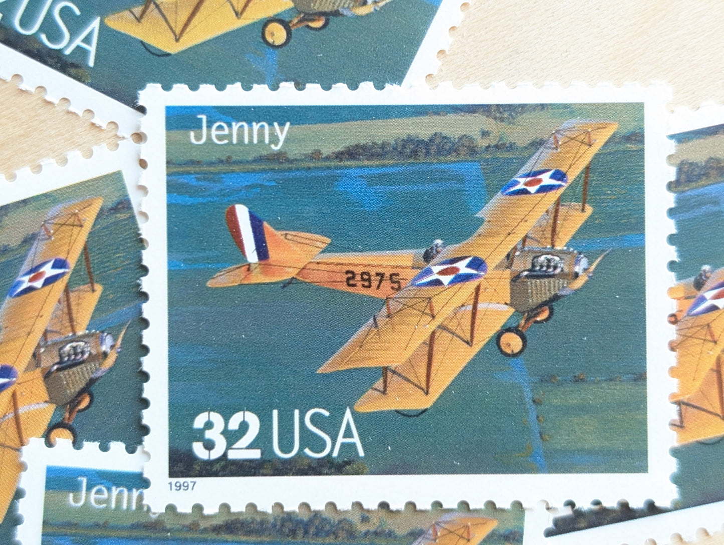 Jenny Classic American Aircraft, Set of 5, Vintage Unused USPS 32 Cent Postage Stamps, Classic American Aircraft Stamps, 1996, Gummed