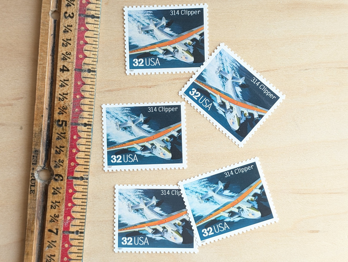 314 Clipper Classic American Aircraft, Set of 5, Vintage Unused USPS 32 Cent Postage Stamps, Classic American Aircraft Stamps, 1996, Gummed