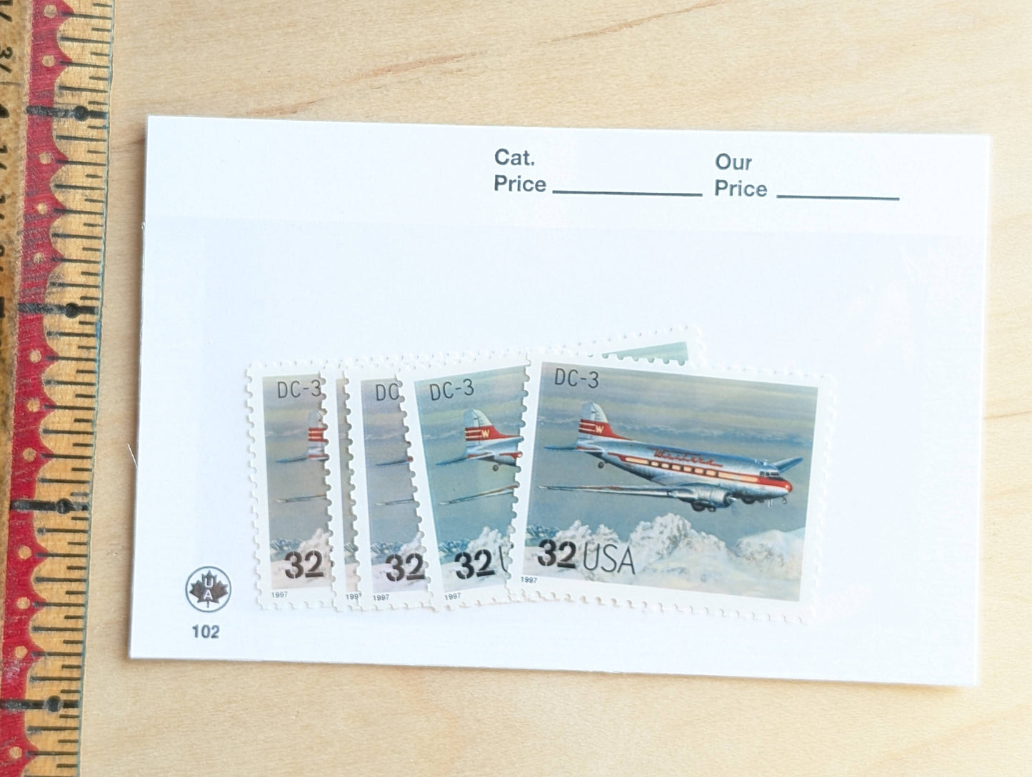 DC-3 Classic American Aircraft, Set of 5, Vintage Unused USPS 32 Cent Postage Stamps, Classic American Aircraft Stamps, 1996, Gummed