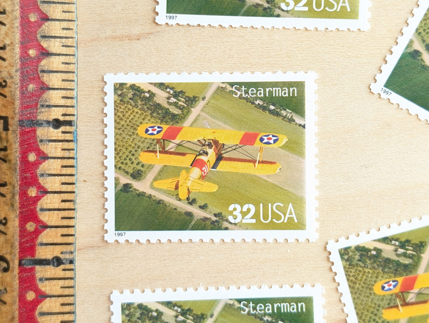 Stearman Classic American Aircraft, Set of 5, Vintage Unused USPS 32 Cent Postage Stamps, Classic American Aircraft Stamps, 1996, Gummed