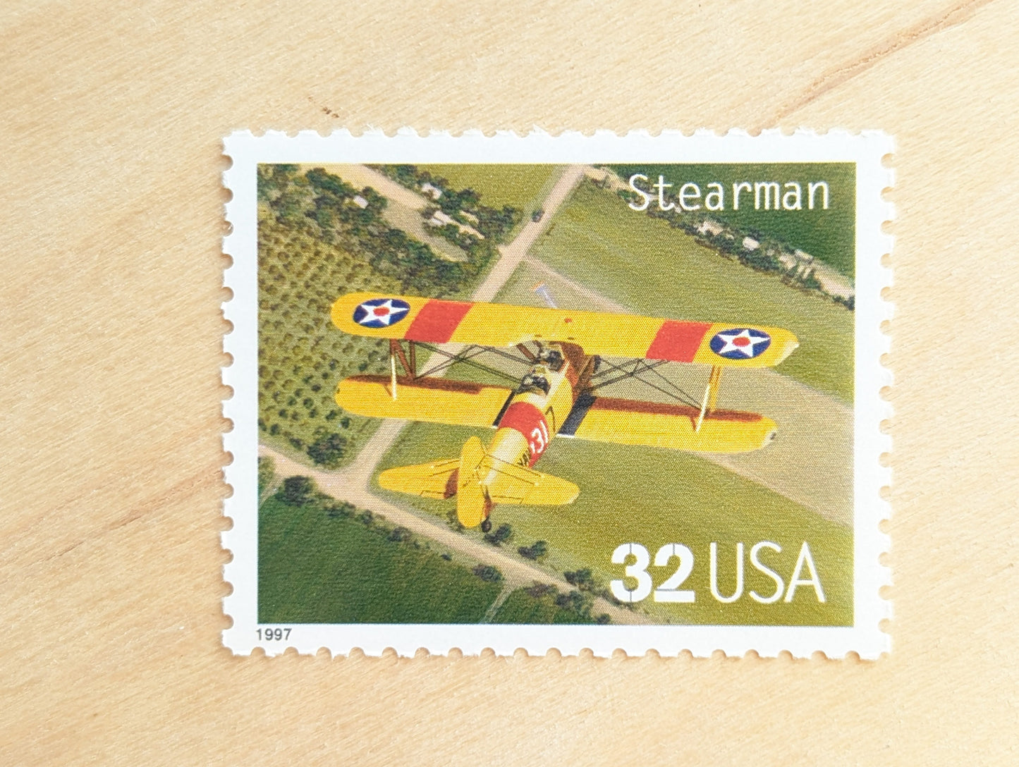 Stearman Classic American Aircraft, Set of 5, Vintage Unused USPS 32 Cent Postage Stamps, Classic American Aircraft Stamps, 1996, Gummed