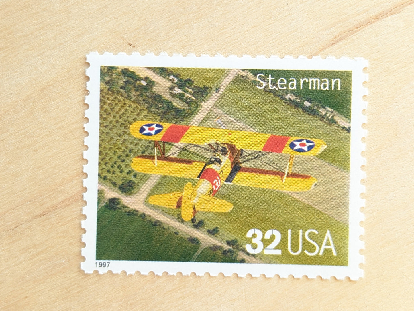 Stearman Classic American Aircraft, Set of 5, Vintage Unused USPS 32 Cent Postage Stamps, Classic American Aircraft Stamps, 1996, Gummed