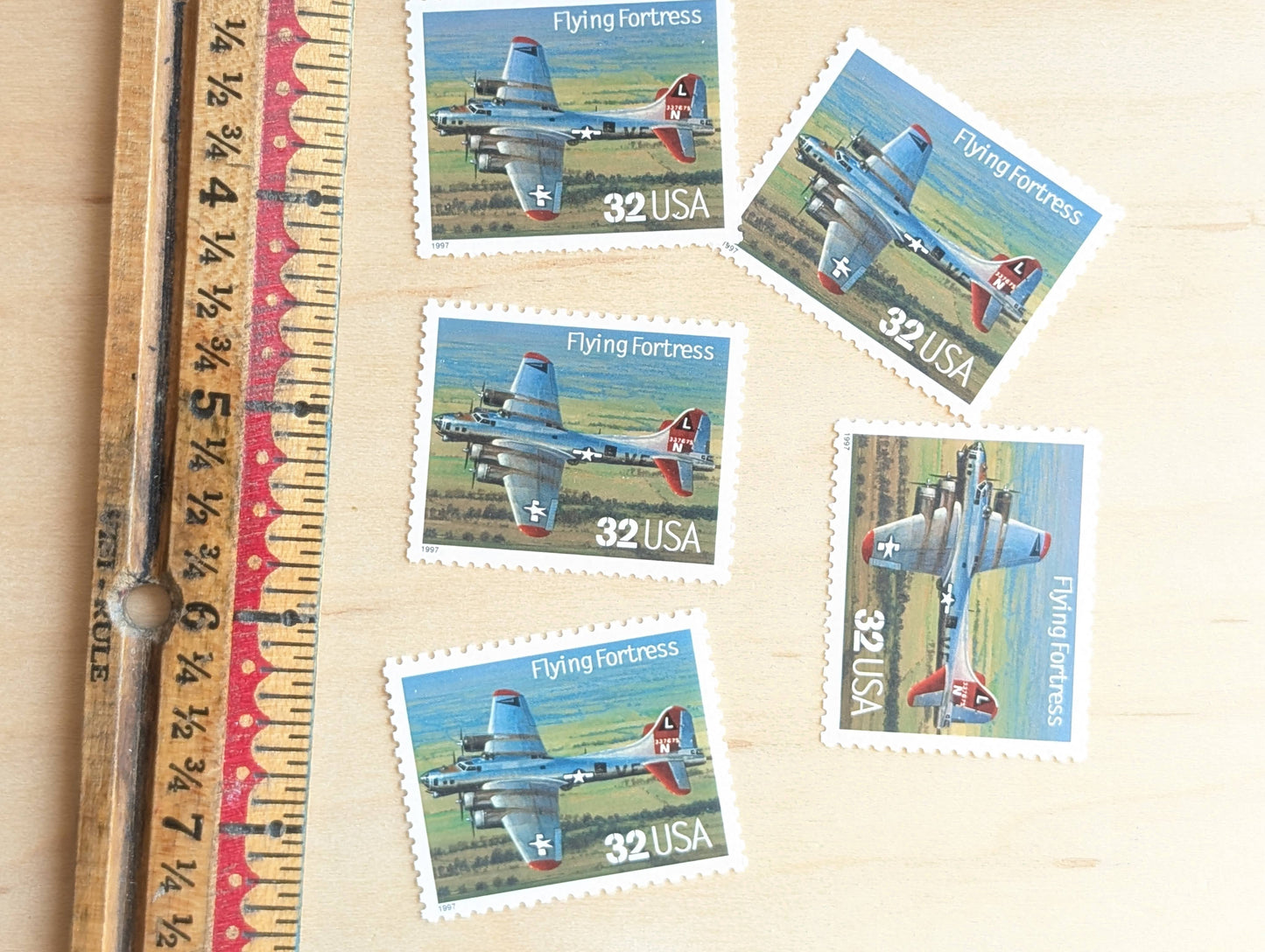 Flying Fortress Classic American Aircraft, Set of 5, Vintage Unused USPS 32 Cent Postage Stamps, Classic American Aircraft Stamps, 1996, Gummed