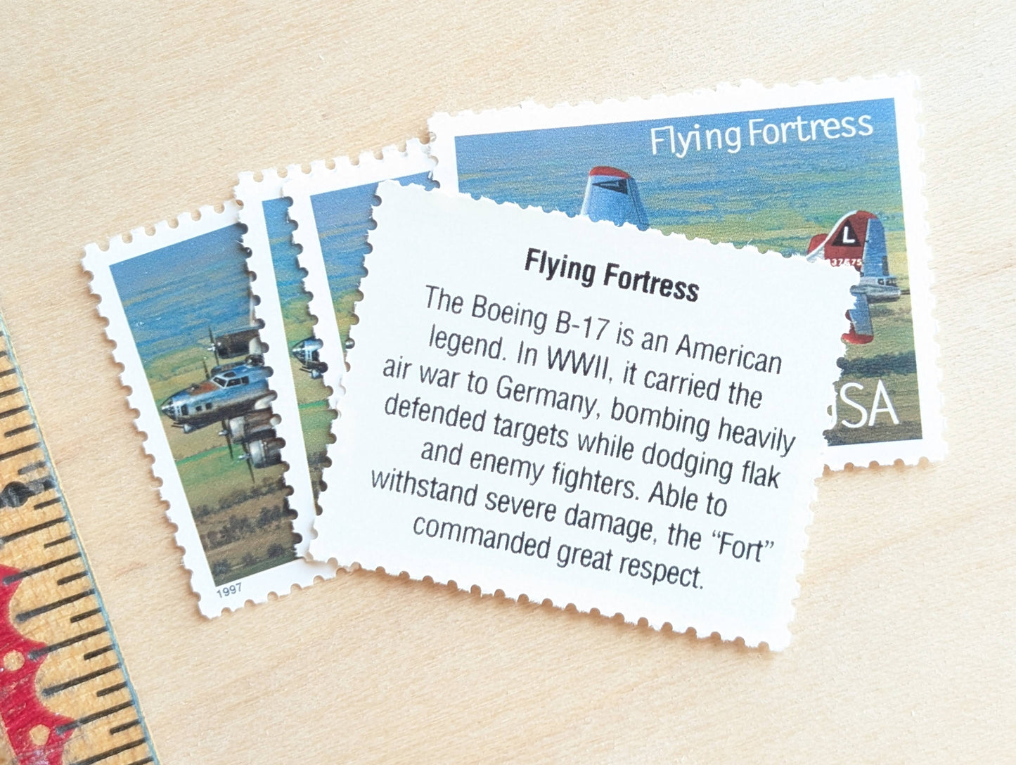 Flying Fortress Classic American Aircraft, Set of 5, Vintage Unused USPS 32 Cent Postage Stamps, Classic American Aircraft Stamps, 1996, Gummed