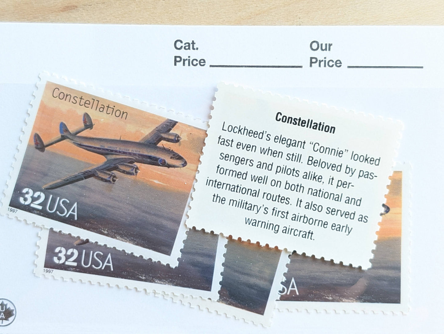 Constellation Classic American Aircraft, Set of 5, Vintage Unused USPS 32 Cent Postage Stamps, Classic American Aircraft Stamps, 1996, Gummed