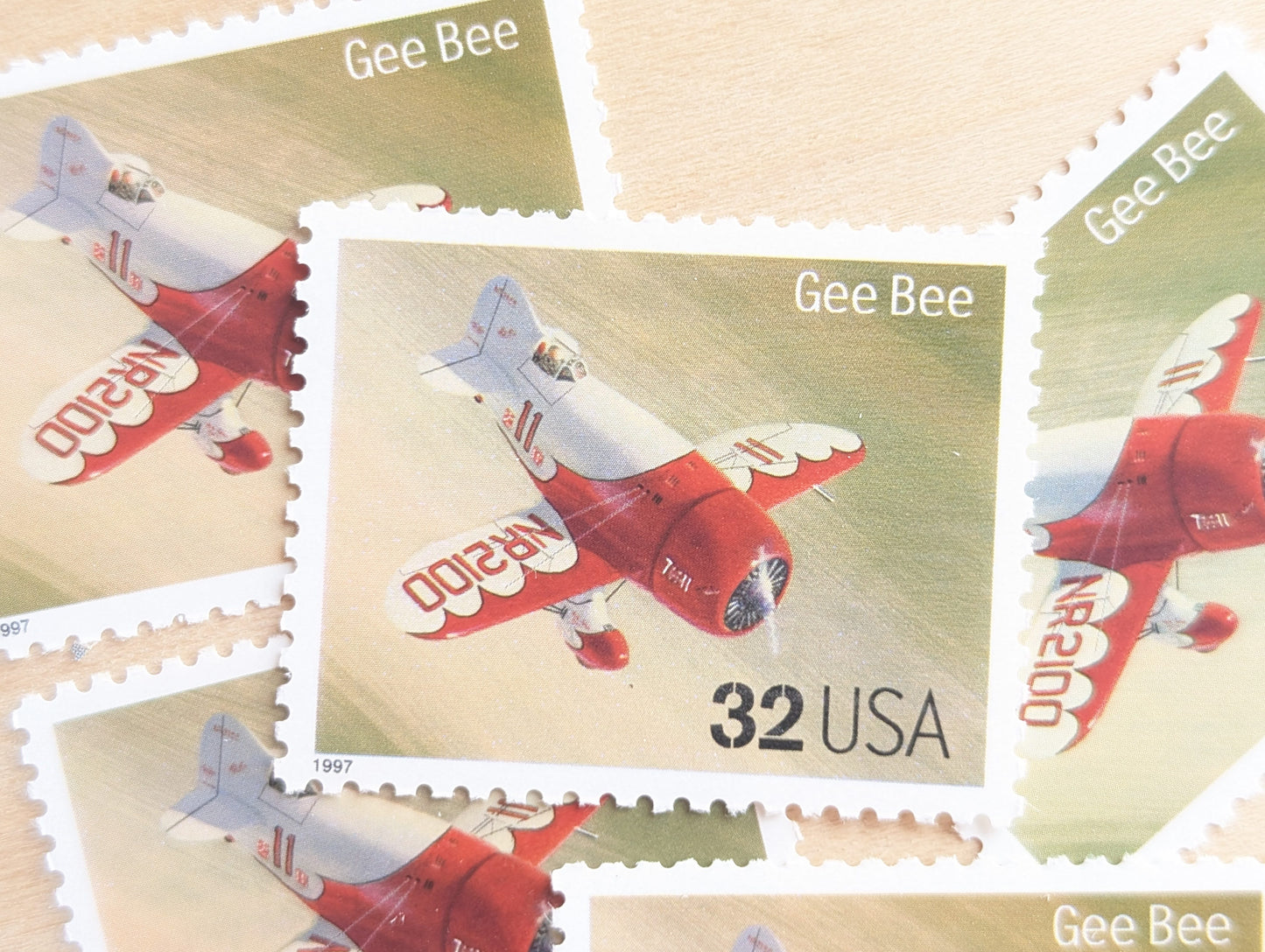 Gee Bee Classic American Aircraft, Set of 5, Vintage Unused USPS 32 Cent Postage Stamps, Classic American Aircraft Stamps, 1996, Gummed