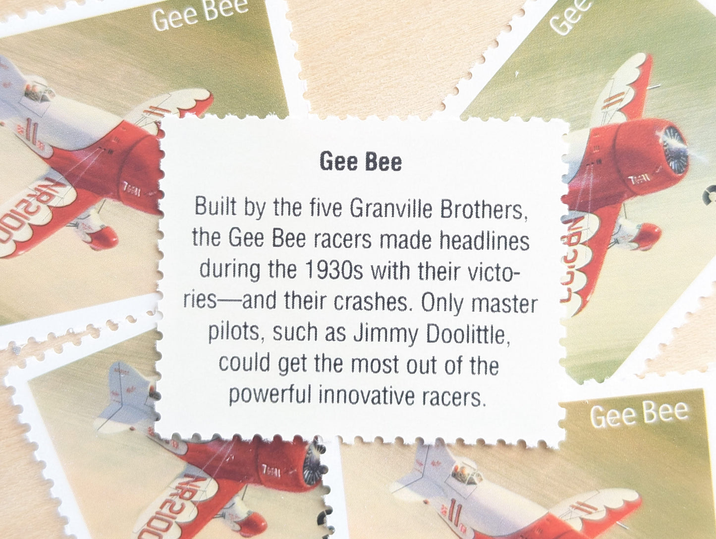 Gee Bee Classic American Aircraft, Set of 5, Vintage Unused USPS 32 Cent Postage Stamps, Classic American Aircraft Stamps, 1996, Gummed