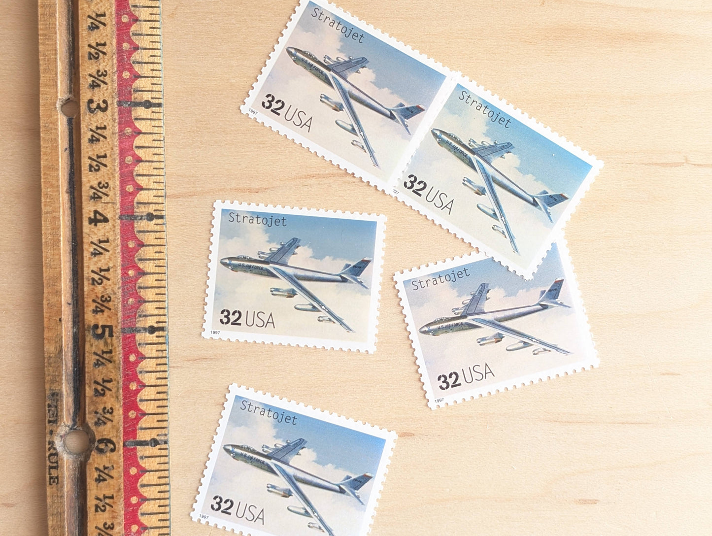 Stratojet Classic American Aircraft, Set of 5, Vintage Unused USPS 32 Cent Postage Stamps, Classic American Aircraft Stamps, 1996, Gummed