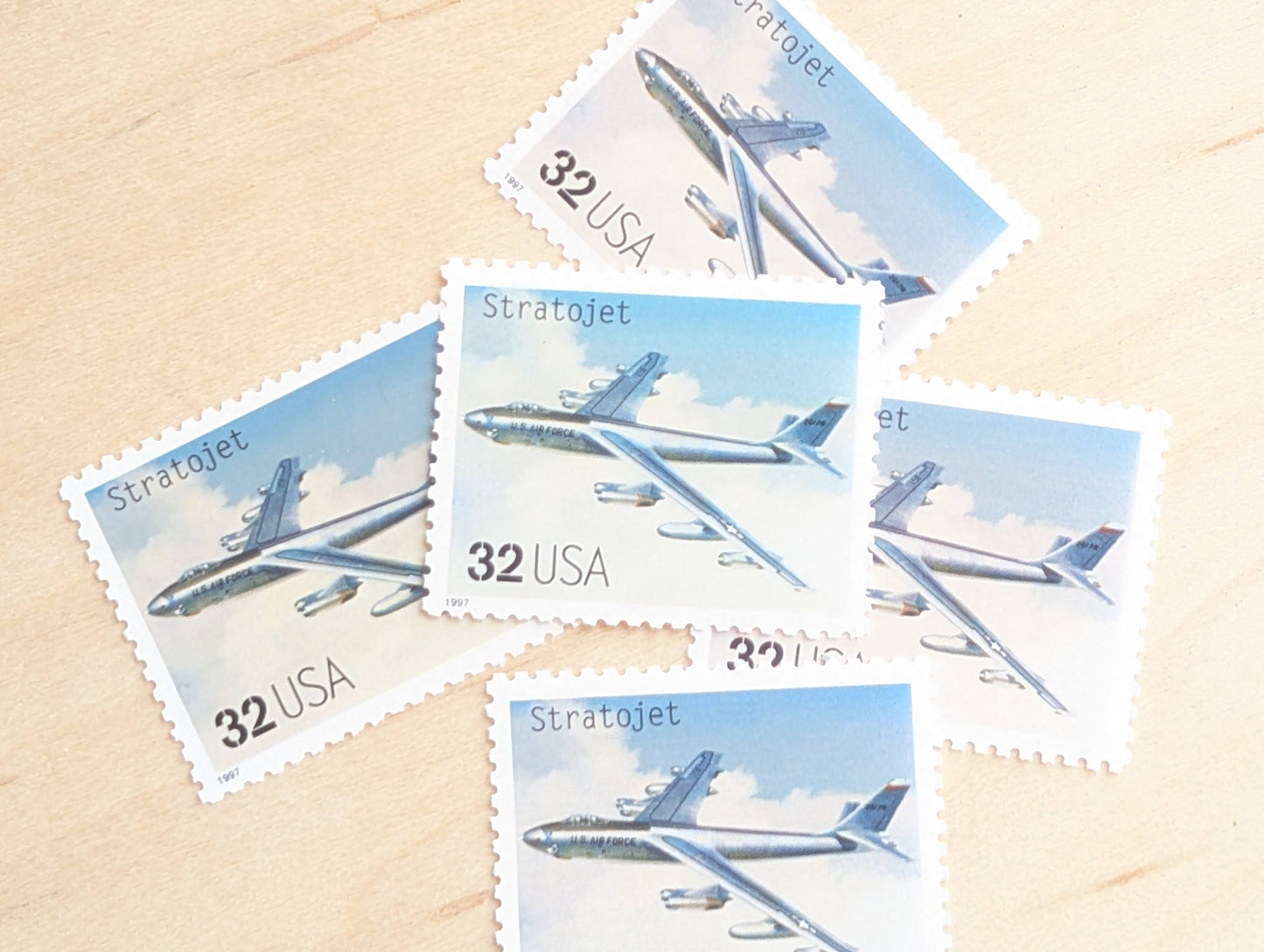 Stratojet Classic American Aircraft, Set of 5, Vintage Unused USPS 32 Cent Postage Stamps, Classic American Aircraft Stamps, 1996, Gummed