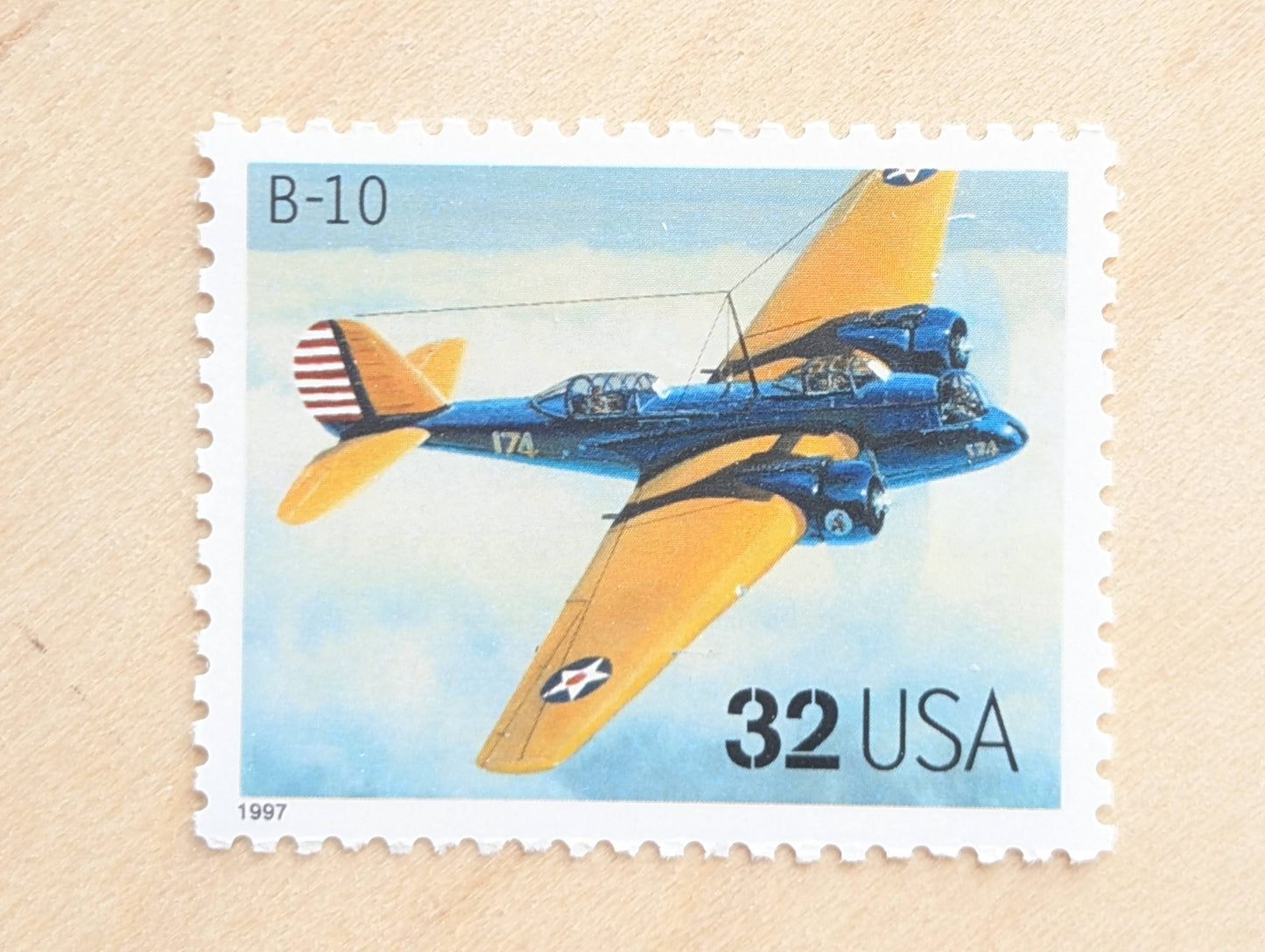 B-10 Classic American Aircraft, Set of 5, Vintage Unused USPS 32 Cent Postage Stamps, Classic American Aircraft Stamps, 1996, Gummed