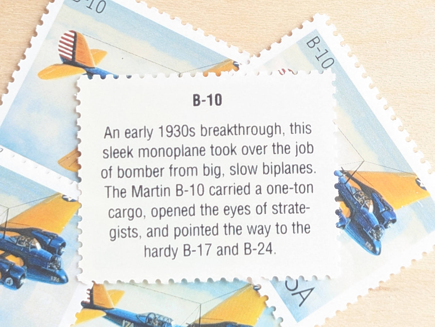 B-10 Classic American Aircraft, Set of 5, Vintage Unused USPS 32 Cent Postage Stamps, Classic American Aircraft Stamps, 1996, Gummed