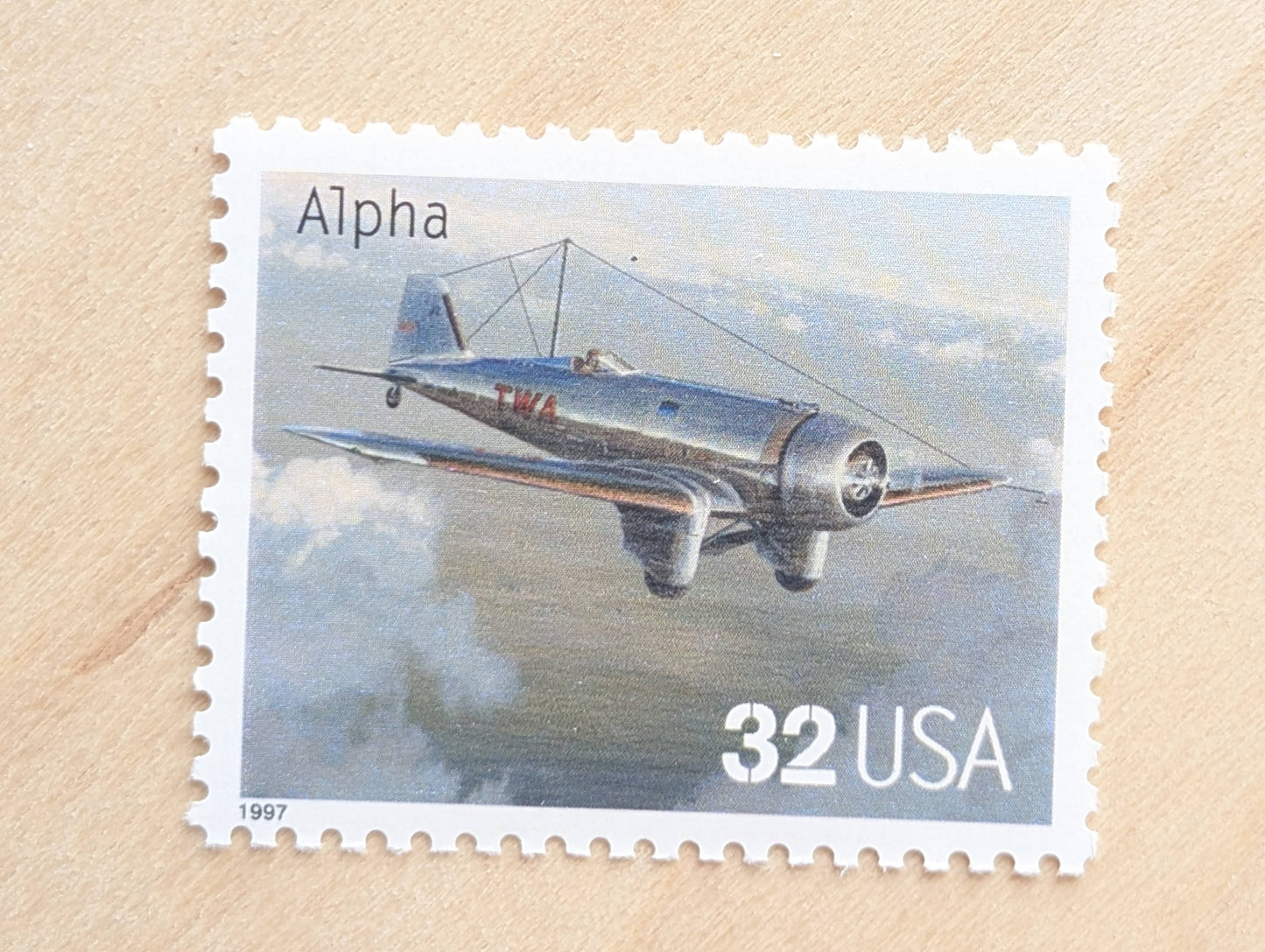 Alpha Classic American Aircraft, Set of 5, Vintage Unused USPS 32 Cent Postage Stamps, Classic American Aircraft Stamps, 1996, Gummed