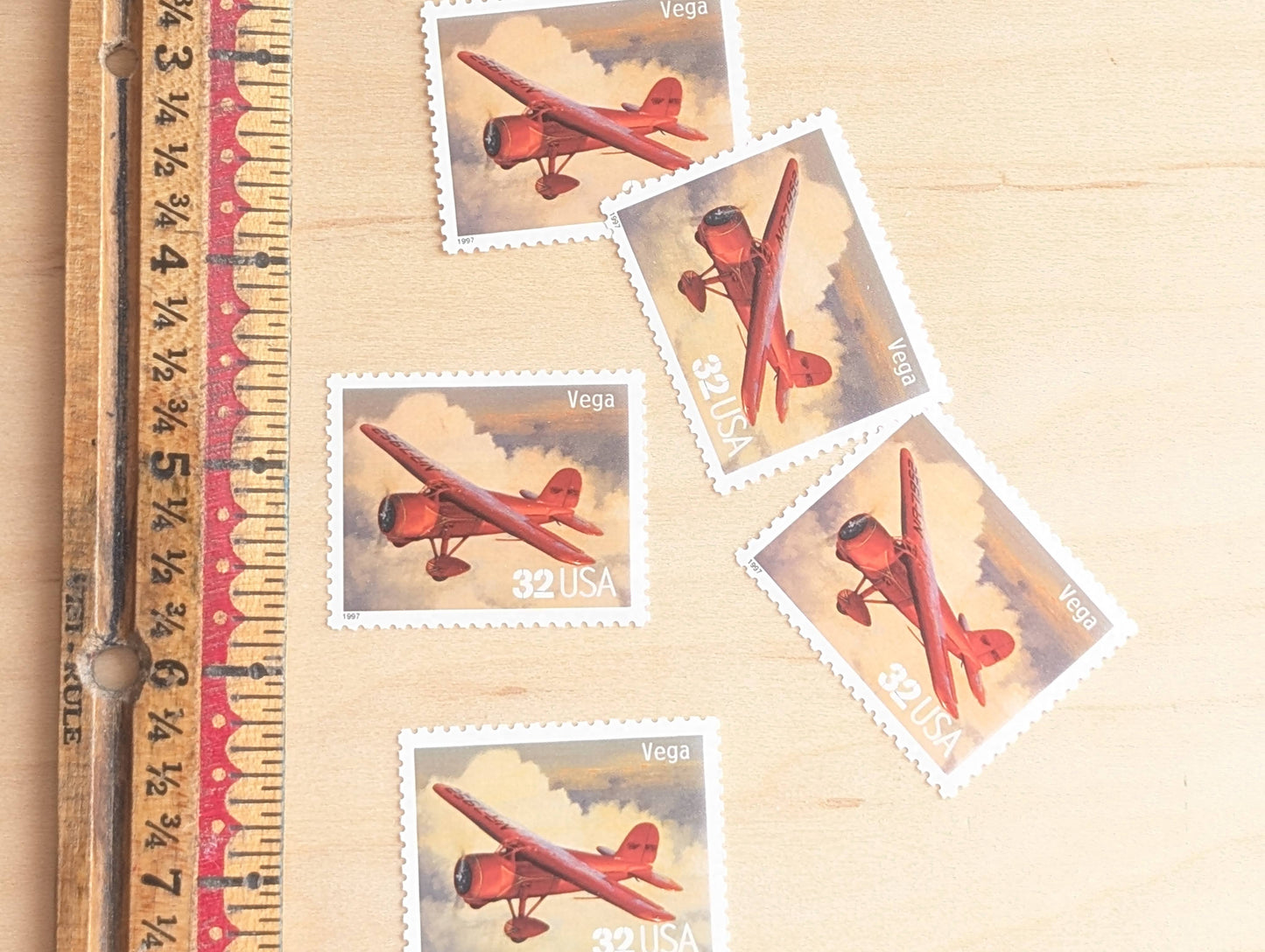 Vega Classic American Aircraft, Set of 5, Vintage Unused USPS 32 Cent Postage Stamps, Classic American Aircraft Stamps, 1996, Gummed