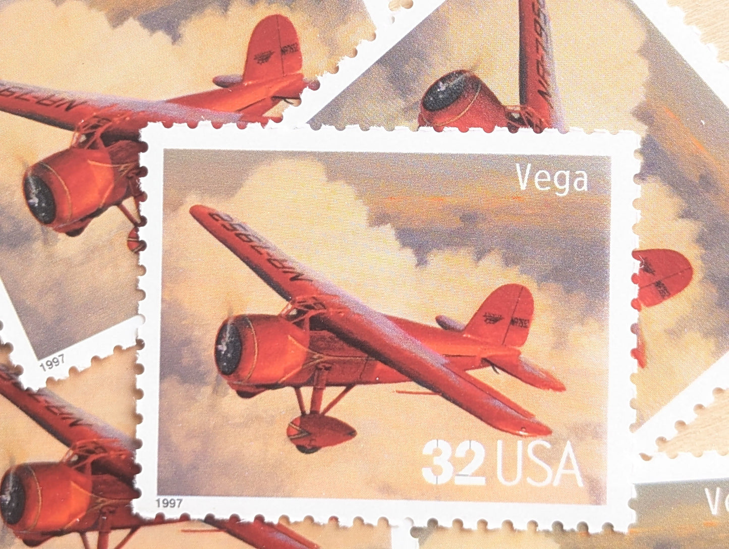 Vega Classic American Aircraft, Set of 5, Vintage Unused USPS 32 Cent Postage Stamps, Classic American Aircraft Stamps, 1996, Gummed