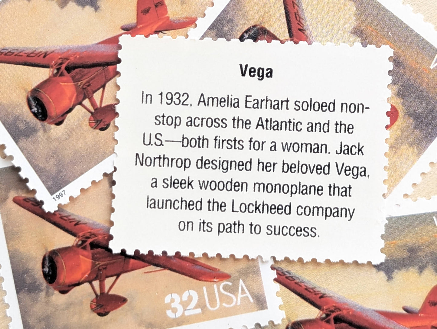 Vega Classic American Aircraft, Set of 5, Vintage Unused USPS 32 Cent Postage Stamps, Classic American Aircraft Stamps, 1996, Gummed
