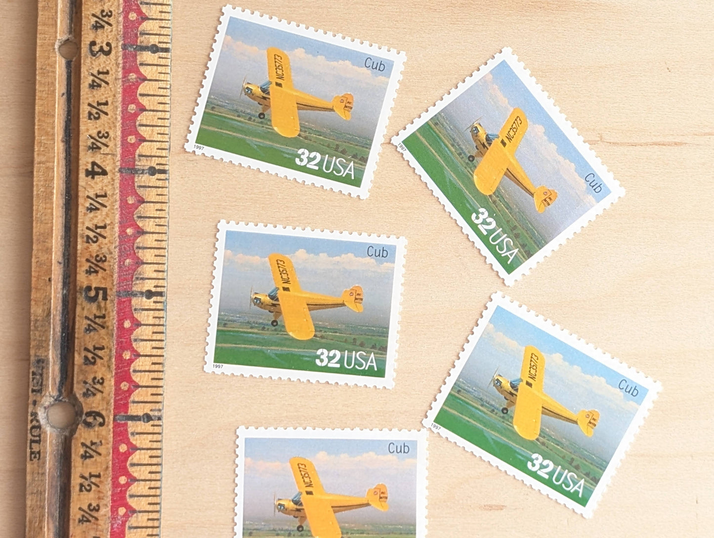 Cub Classic American Aircraft, Set of 5, Vintage Unused USPS 32 Cent Postage Stamps, Classic American Aircraft Stamps, 1996, Gummed