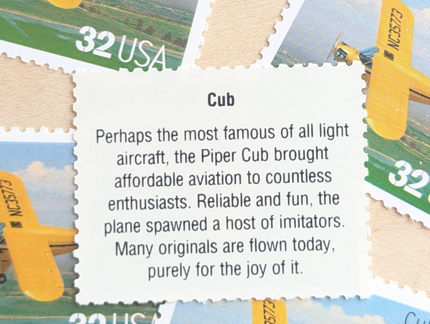 Cub Classic American Aircraft, Set of 5, Vintage Unused USPS 32 Cent Postage Stamps, Classic American Aircraft Stamps, 1996, Gummed
