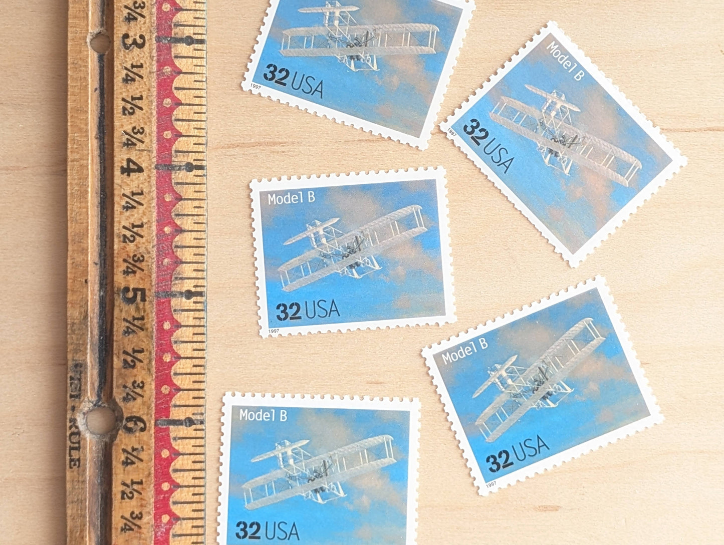 Model B Classic American Aircraft, Set of 5, Vintage Unused USPS 32 Cent Postage Stamps, Classic American Aircraft Stamps, 1996, Gummed