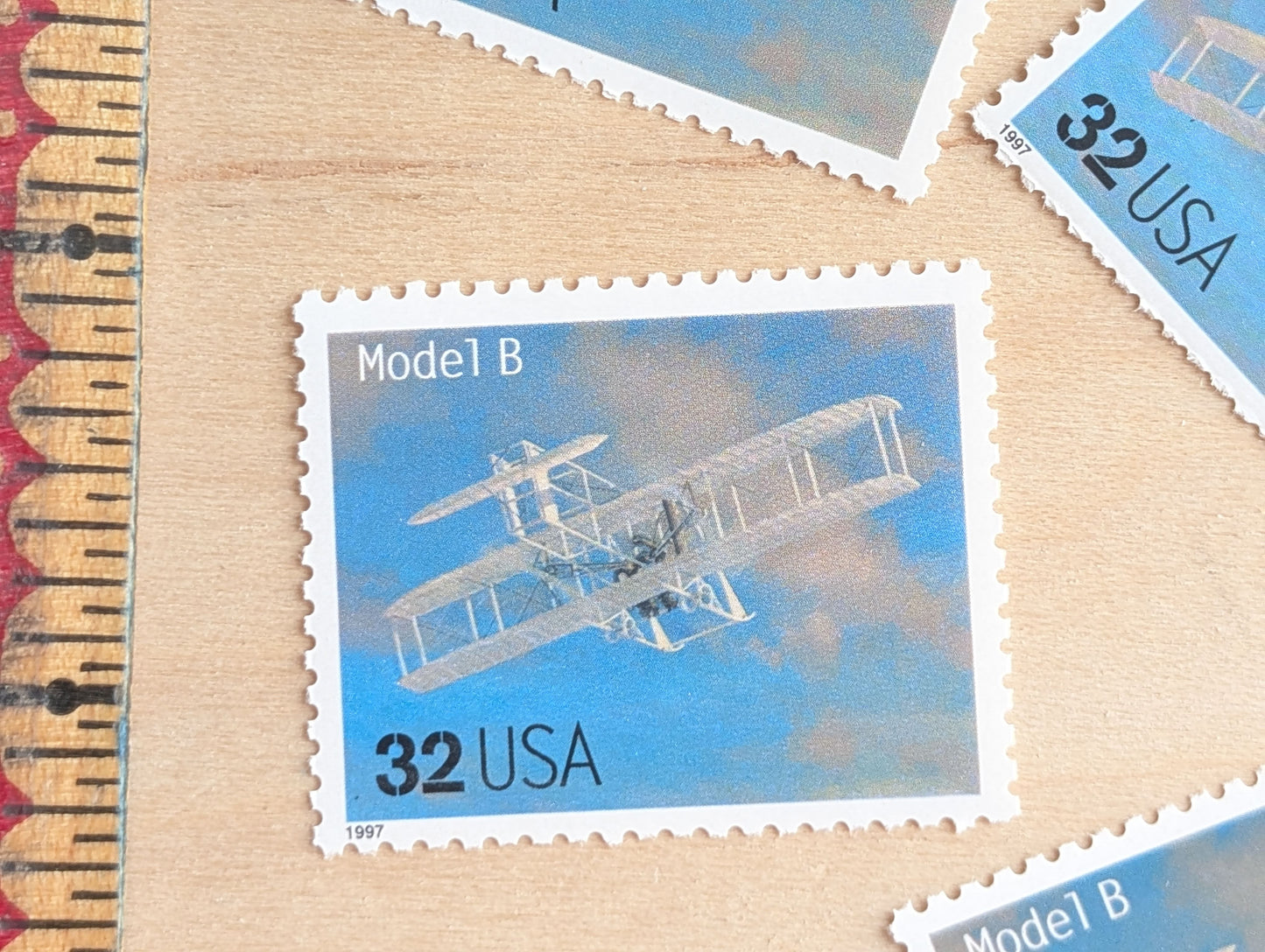 Model B Classic American Aircraft, Set of 5, Vintage Unused USPS 32 Cent Postage Stamps, Classic American Aircraft Stamps, 1996, Gummed