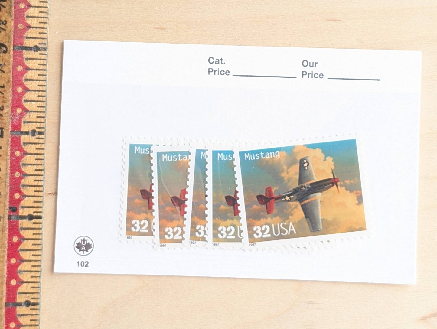 Mustang Classic American Aircraft, Set of 5, Vintage Unused USPS 32 Cent Postage Stamps, Classic American Aircraft Stamps, 1996, Gummed