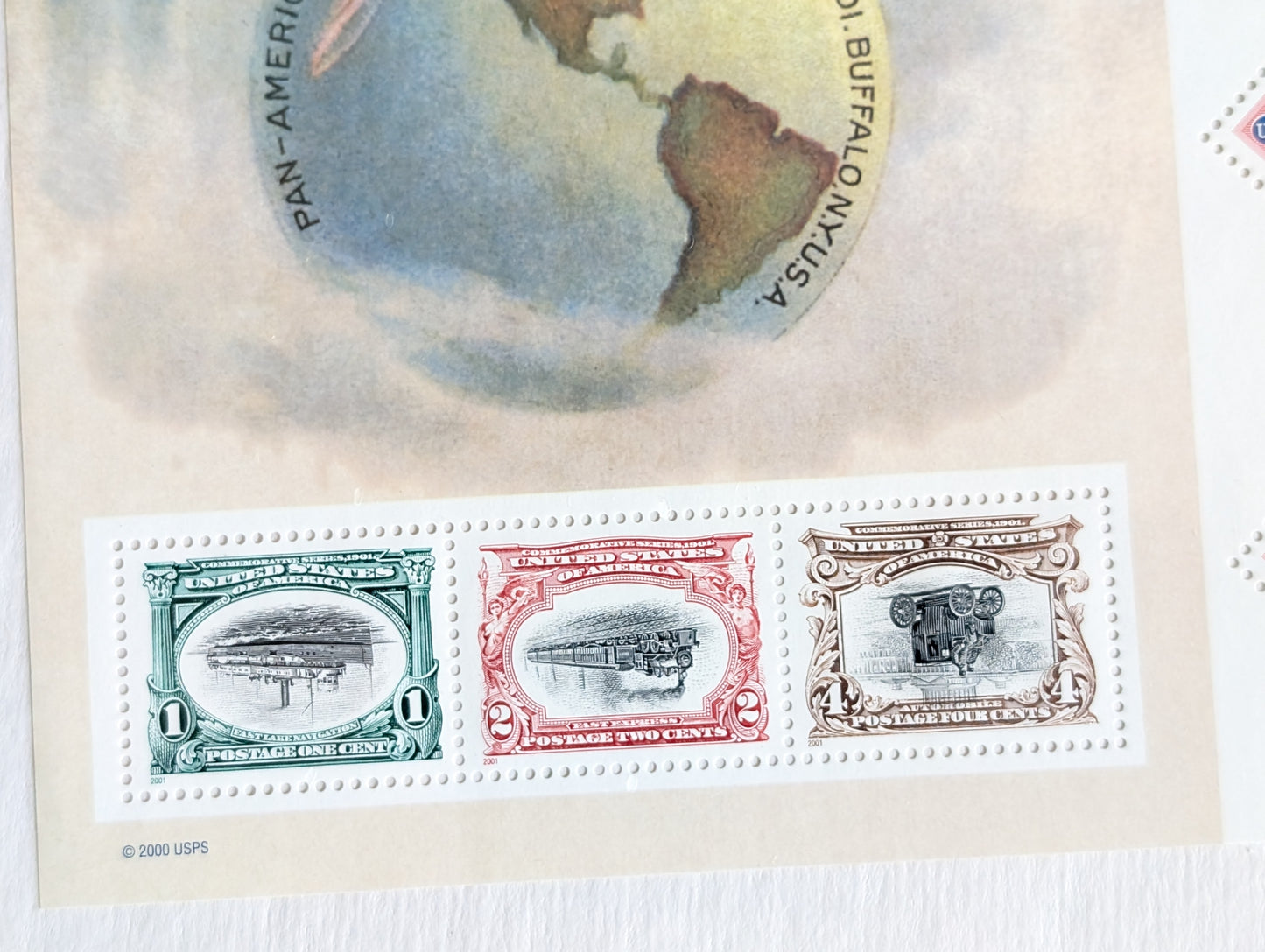 The Pan-American Inverts Stamps, Sheet of 7, Vintage Unused USPS Face Value $3.27 Postage Stamps, Exposition 1901 Buffalo 2000, Gummed