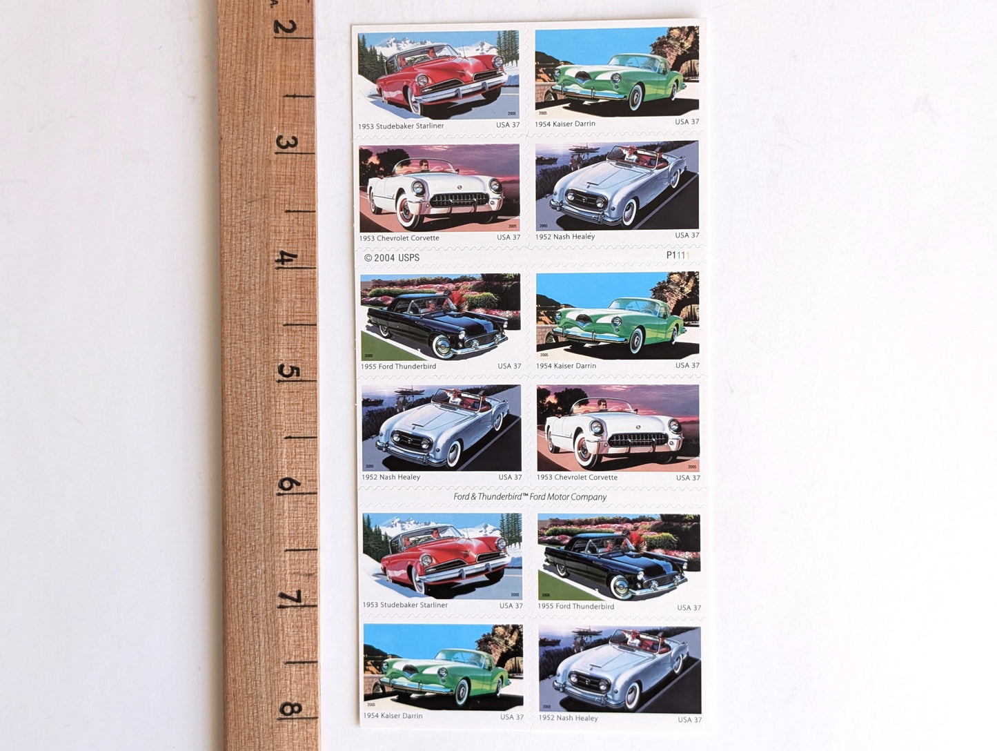 Sporty Cars Stamps, Sheet of 20, Vintage Unused USPS 37 Cent Stamps, America on The Move Series 2005, Self-Adhesive