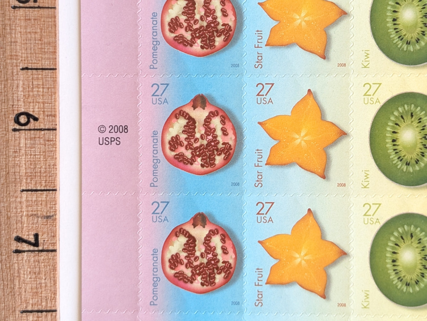 Tropical Fruit Stamps Sheet of 20 Unused USPS 27 Cent Stamps, 2008