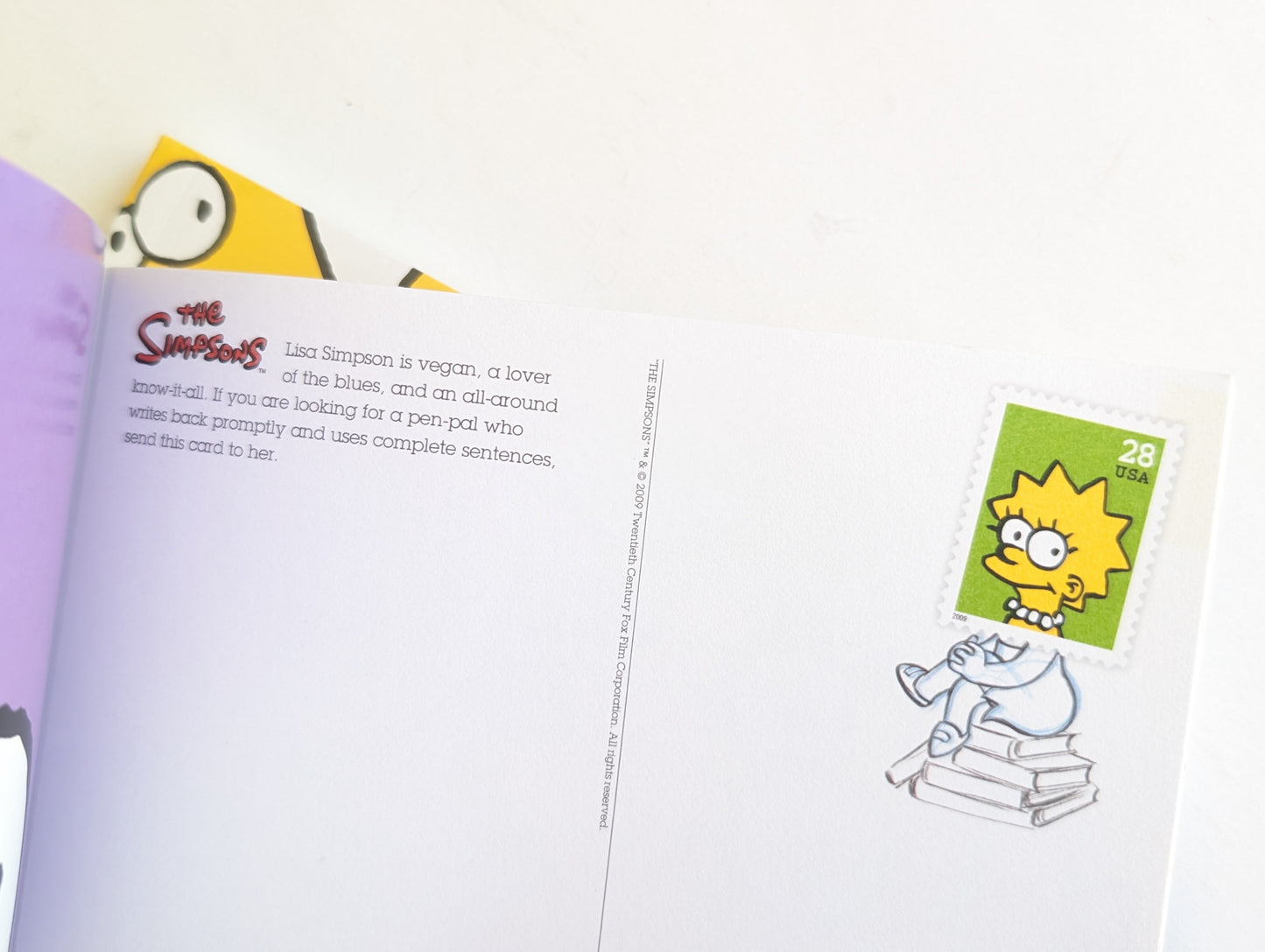 The Simpsons Postcards, Set of 5 or Booklet of 20 Unused USPS Postcards, 4x6 Inches, 2009
