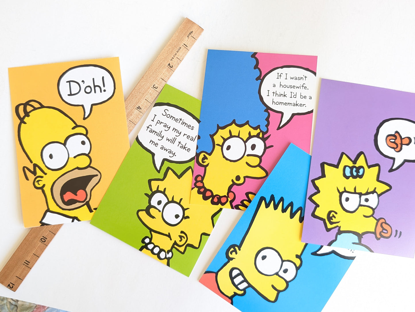 The Simpsons Postcards, Set of 5 or Booklet of 20 Unused USPS Postcards, 4x6 Inches, 2009
