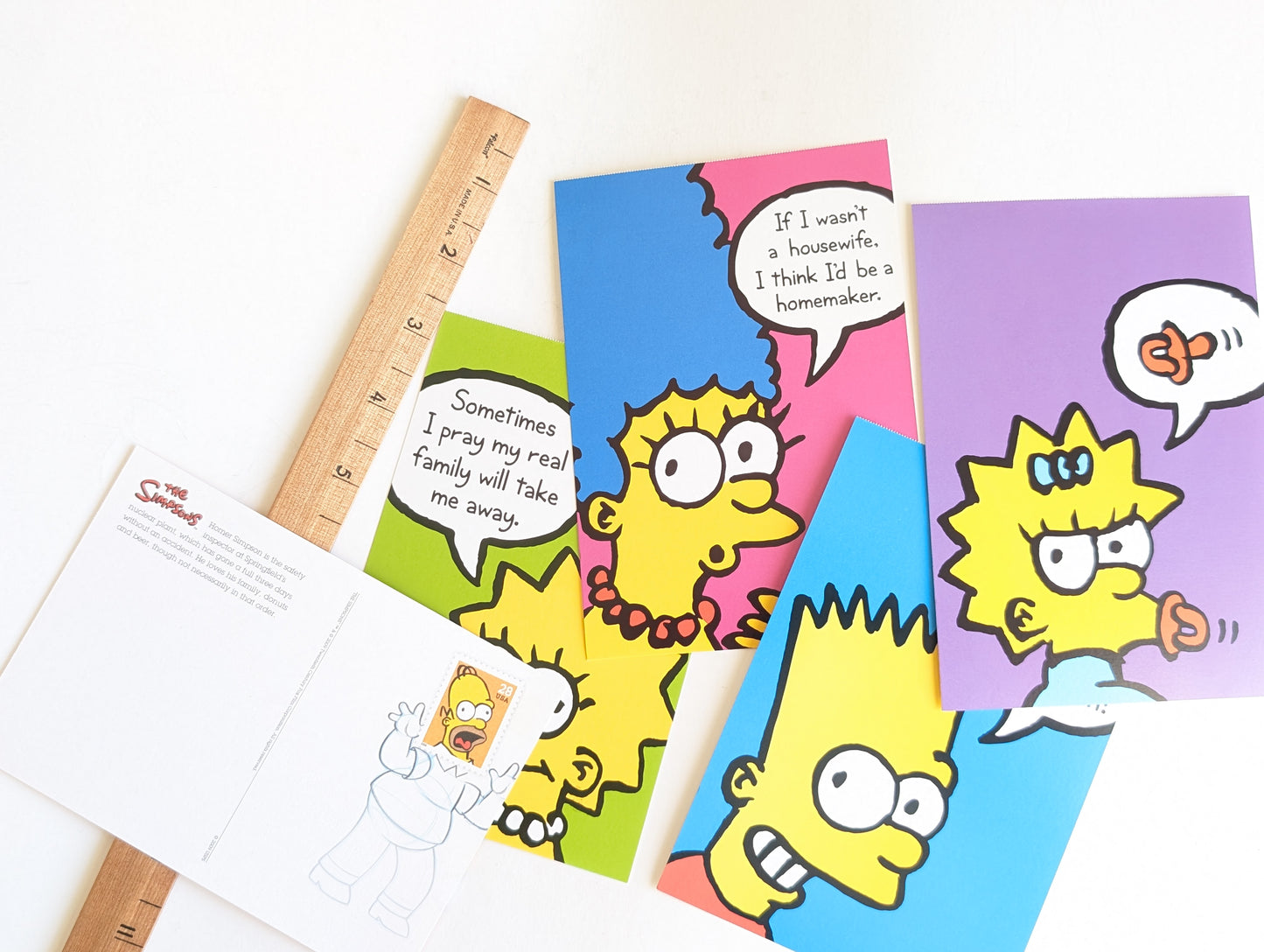 The Simpsons Postcards, Set of 5 or Booklet of 20 Unused USPS Postcards, 4x6 Inches, 2009